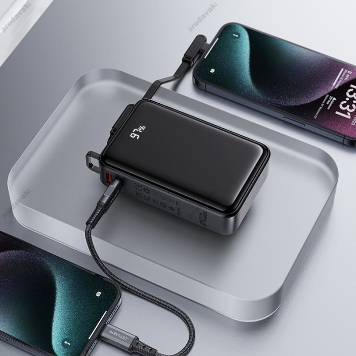 Повербанк портативний акумулятор Power bank ACEFAST M4 PD fast charging 67W 20000 mAh Black